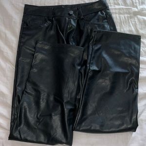 H&M wide leg leather pants